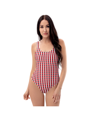 Red Lines Pattern One-Piece Swimsuit