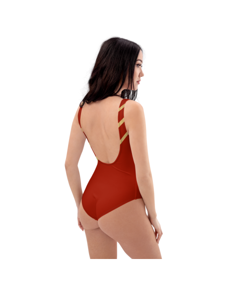 Golden Lines Pattern One-Piece Swimsuit